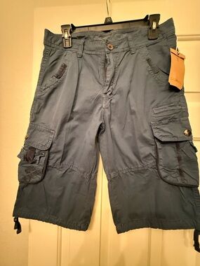Men's Cargo Shorts in Slate Blue - Multi-Pocket Utility Style